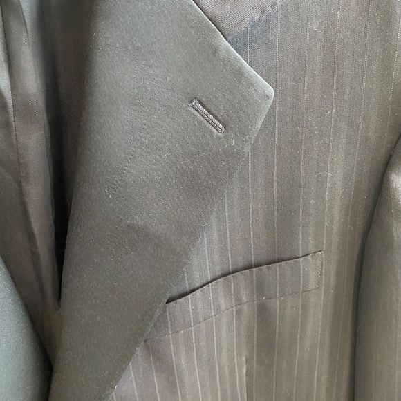 CANALI Men's Black Pinstripe 100% Wool Tuxedo Blazer in 54R - Picture 8 of 13